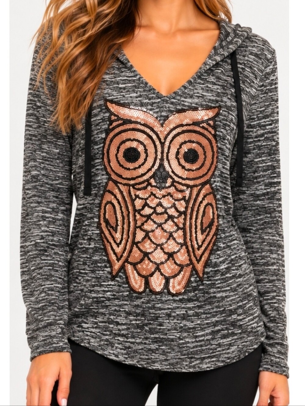 Miss Chievous Hooded Owl Sweater Size L (Juniors)